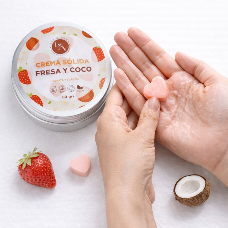 🍓 Crema Sólida Orgánica · Fresa & Coco