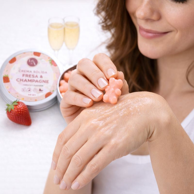 🍓🥂 Crema Sólida Orgánica · Fresa & Champagne