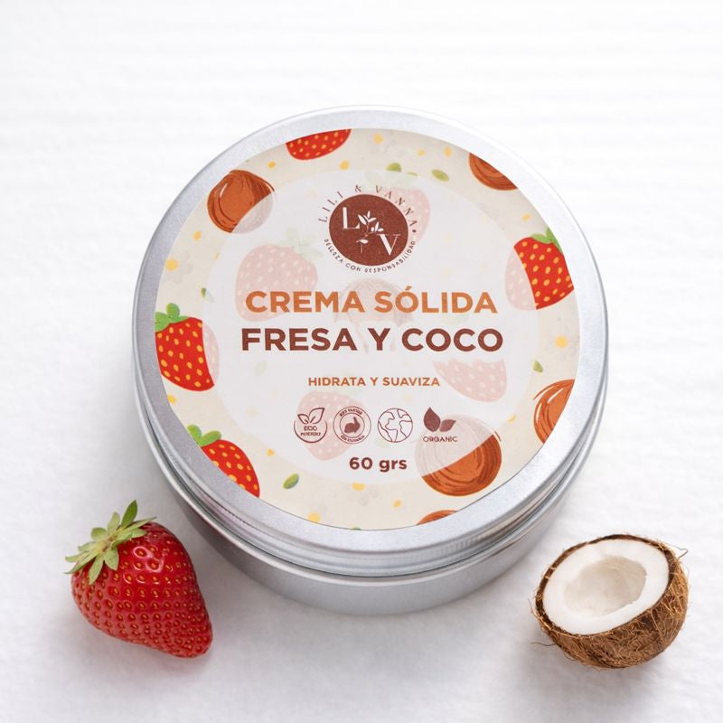 🍓 Crema Sólida Orgánica · Fresa & Coco