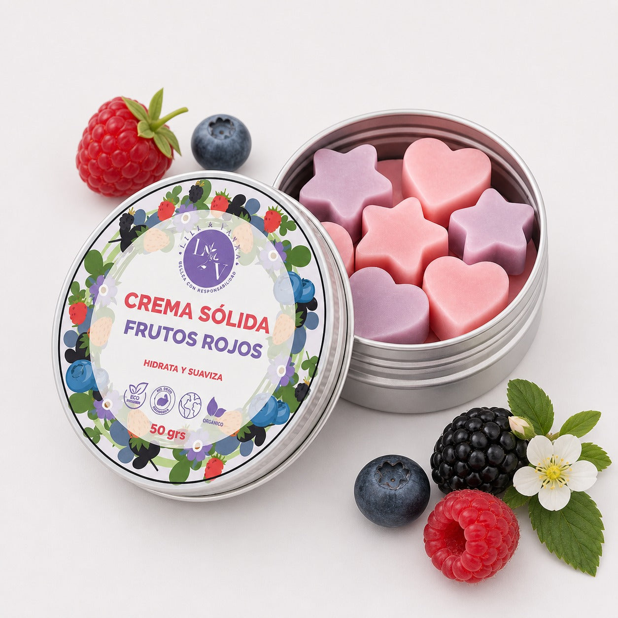 Dúo Cremas Sólidas Orgánicos           Frutos rojos y Frambuesa  70 grs